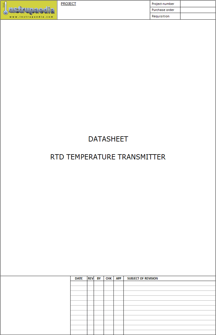 PDF RTD temperature datasheet for large size projects