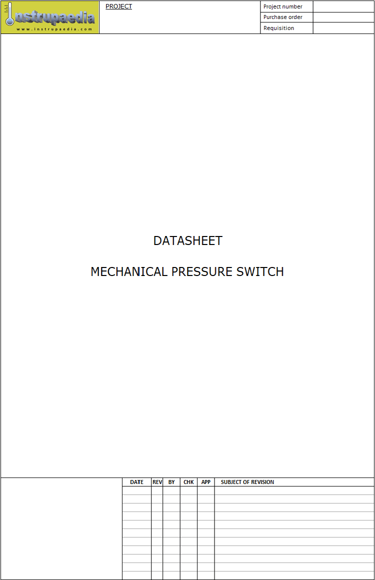 PDF mechanical pressure switch datasheet for large size projects