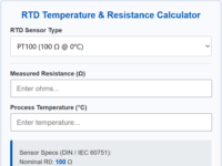 RTD resistance to temperature calculator